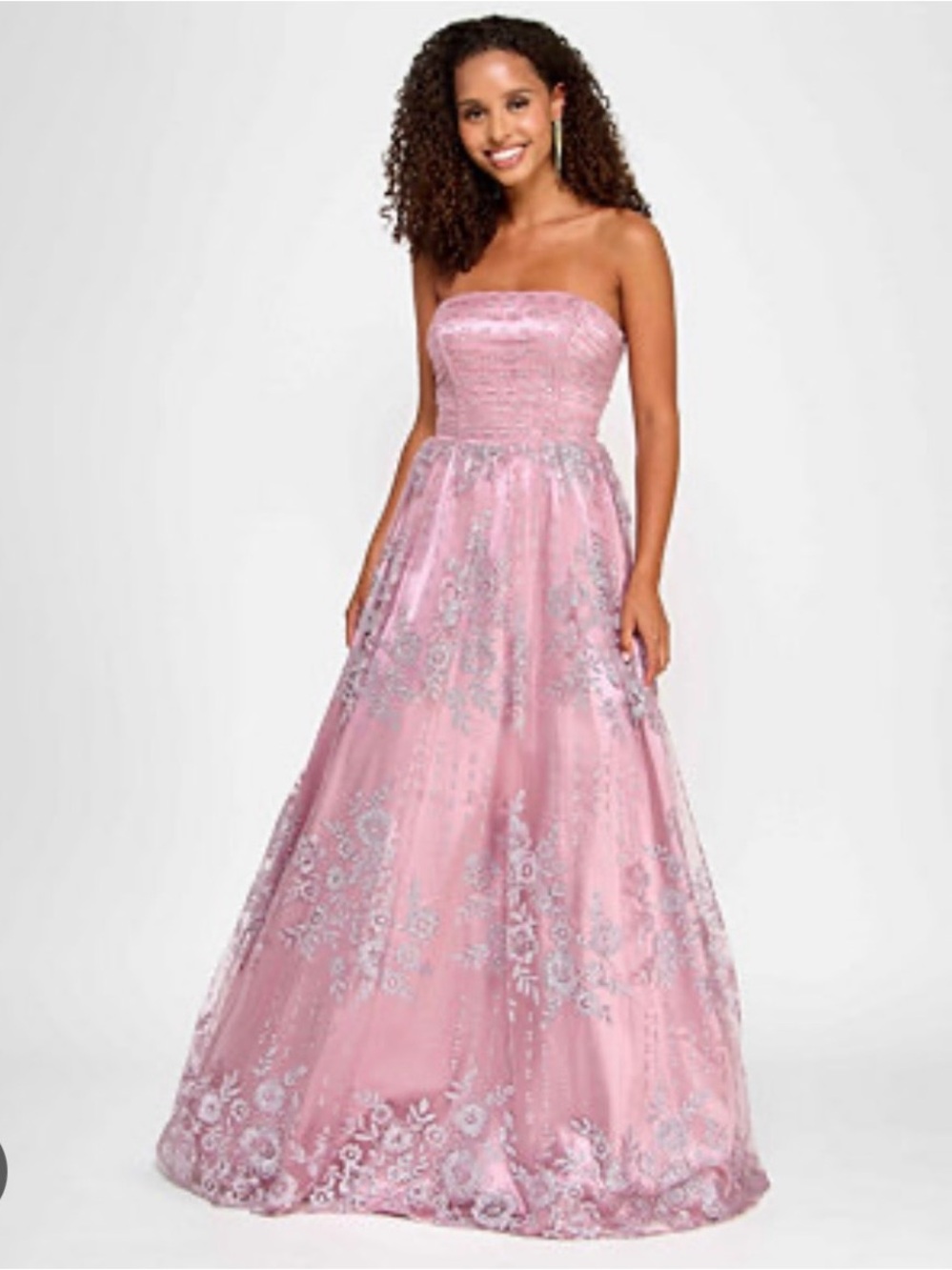 NWT Macy's “Say Yes” Mauve Pink Embellished Floral Tulle princess gown 3/4